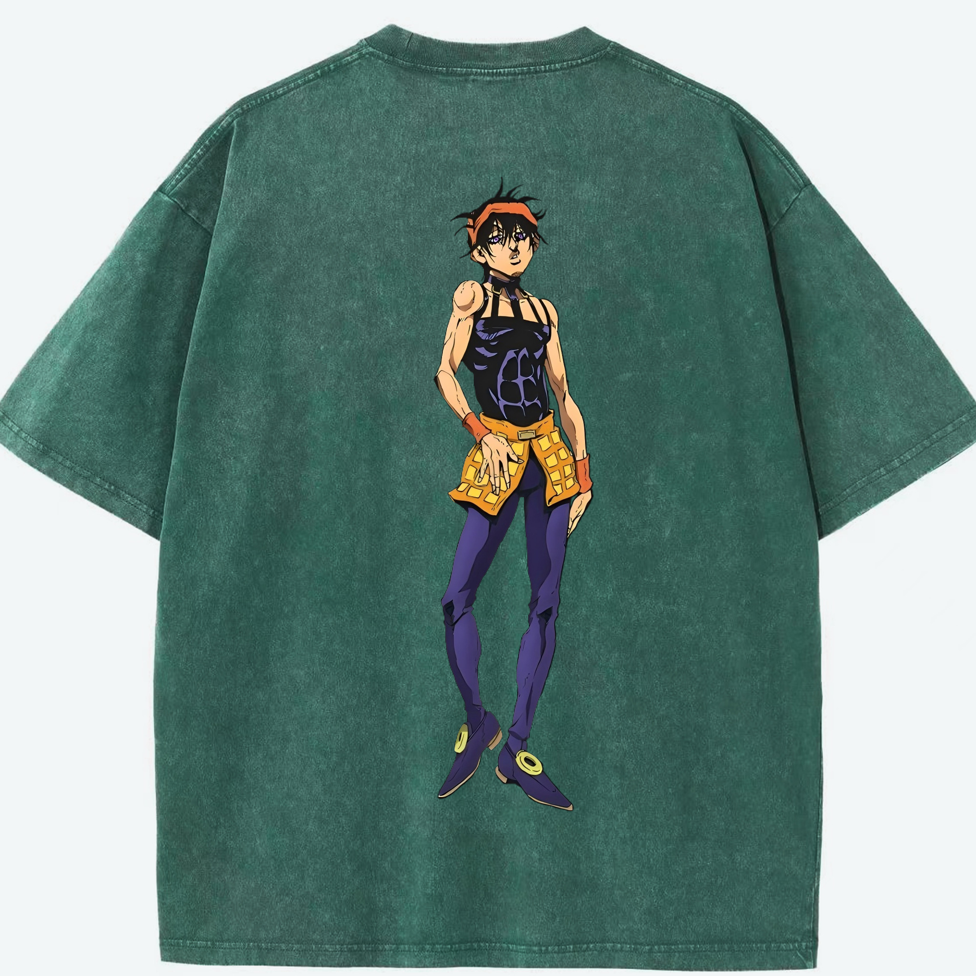 （画像用） ジョジョの奇妙な冒険 ナランチャ?ギルガ JoJo's Bizarre Adventure Narancia Ghirga 綿100% ヴィンテージ風 半袖Tシャツ（背面プリント）